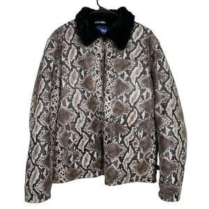 L Awake NY Python Embossed Leather Faux Fur Overcoa
